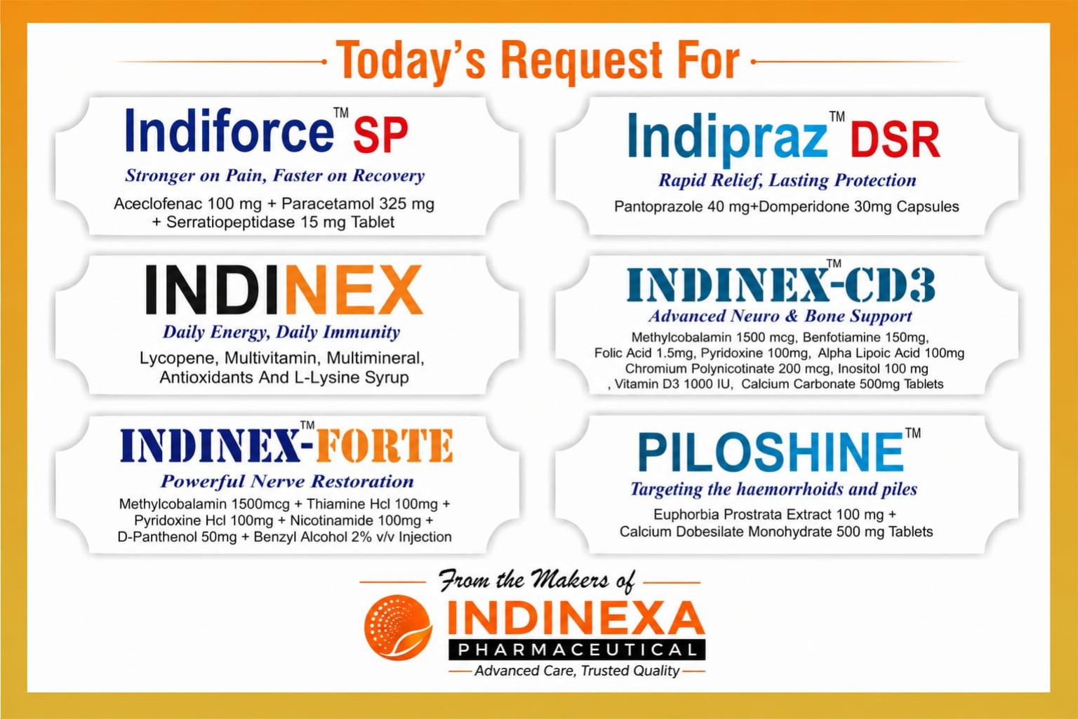 Indinexa product catalogue